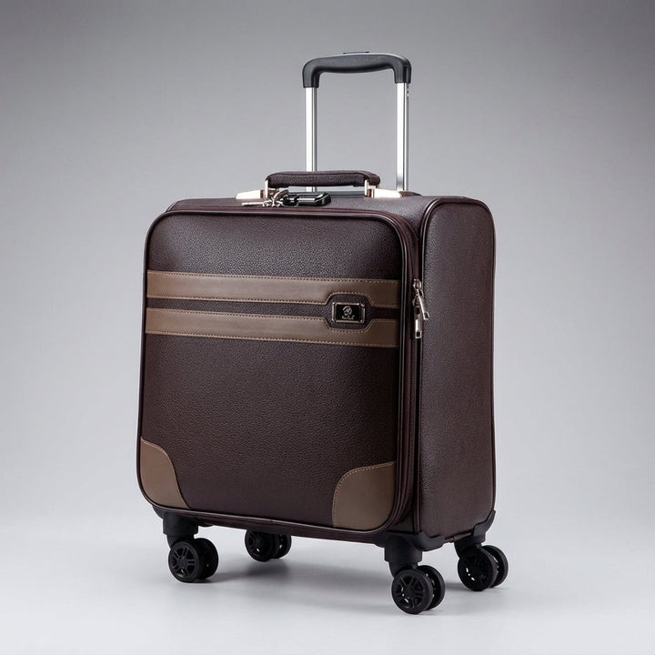 Robust, kompakt svart kabintrolley SpinCabin. Rymlig resväska med 360 hjul, perfekt för packning som handbagage.