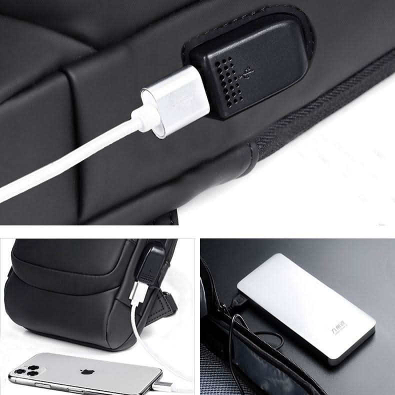 Organiserad stöldskyddsväska för resor, många fack, rymmer laptop säkert, unisex design.