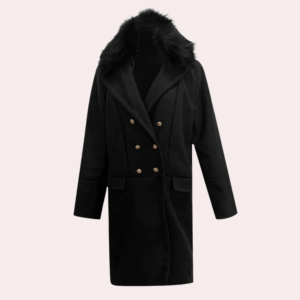 Varm svart herr vinterjacka. Stilren peacoat, perfekt ytterplagg för eleganta höst- och vinteroutfits.