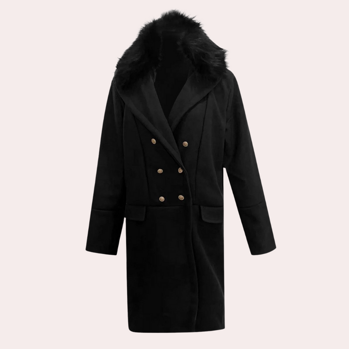 Varm svart herr vinterjacka. Stilren peacoat, perfekt ytterplagg för eleganta höst- och vinteroutfits.