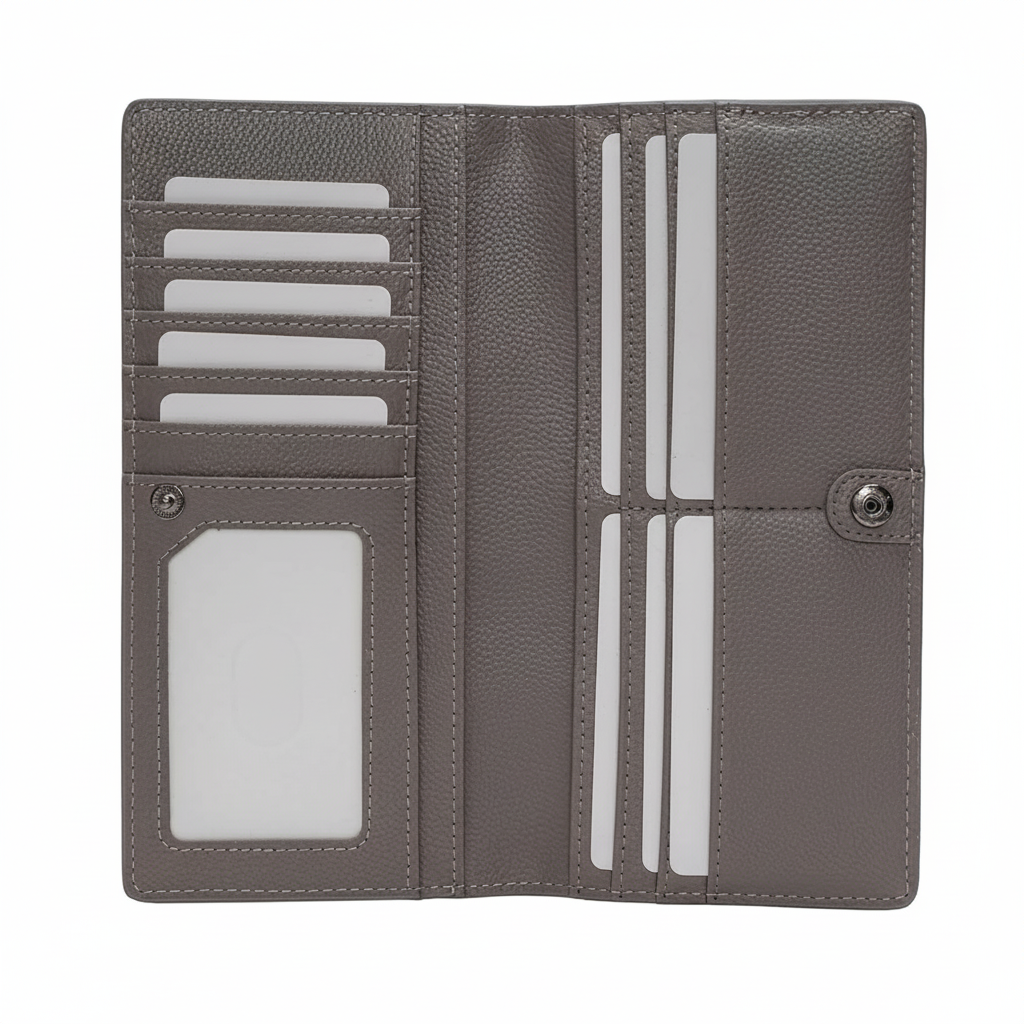 RFID-skyddad läderplånbok i smal design. Håll dina kort trygga från skimming.