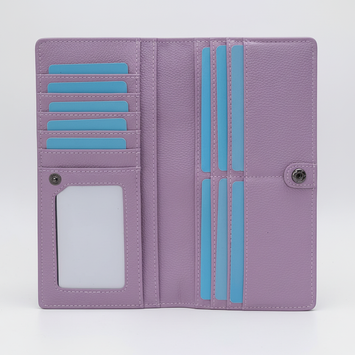 Modern läderplånbok, unisex, med RFID-skydd. Kompakt design för fickan eller väskan.