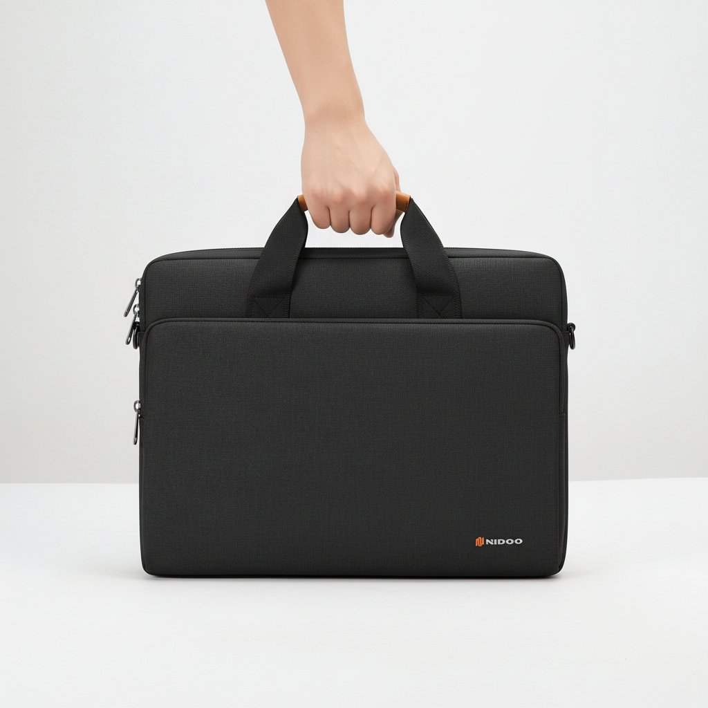 Stilren datorväska med justerbar axelrem, perfekt för arbete, skola och resa. Skyddar din laptop.