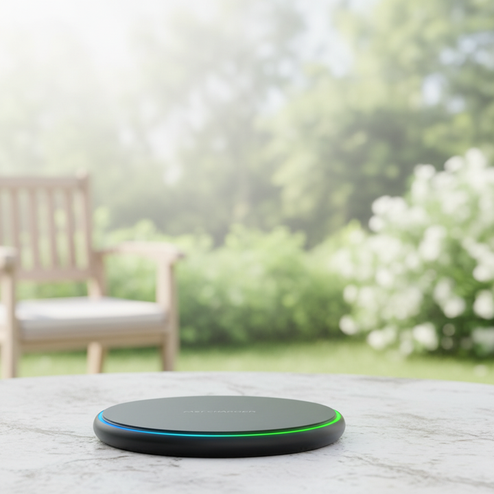 Svart universell trådlös laddare 30W för snabb och effektiv uppladdning av smartphones.