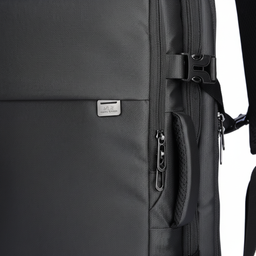 Olivgrön multifunktionell ryggsäck, perfekt som studentryggsäck eller handbagage. Vattentålig & utvidgbar.