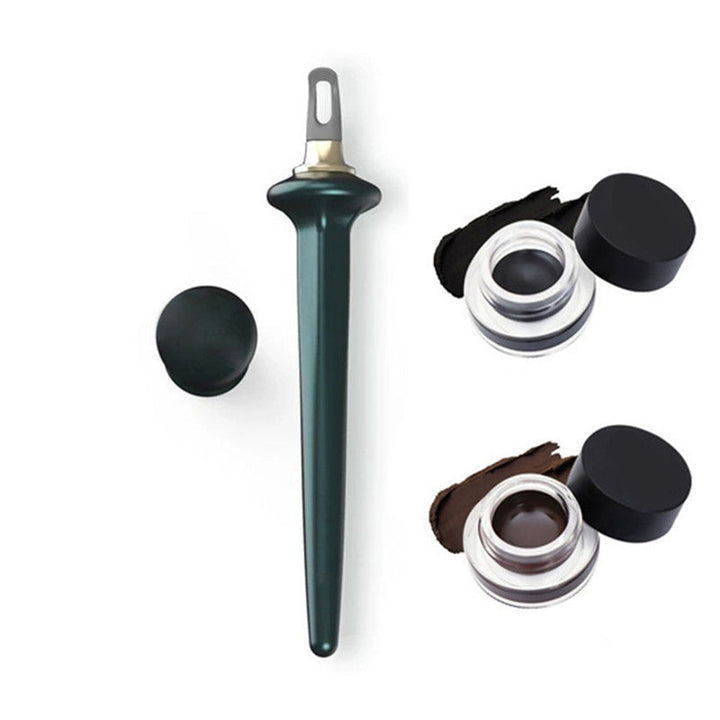 "Svart vattenfast no-skip eyeliner med ergonomisk borste för nybörjare, perfekt för professionell ögonmakeup."