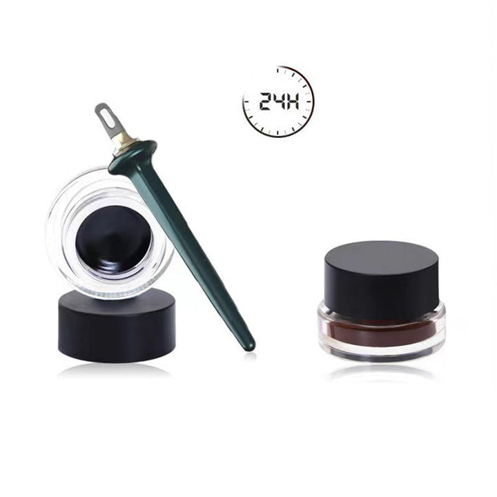 "Svart vattenfast no-skip eyeliner med ergonomisk borste för nybörjare, perfekt för professionell ögonmakeup."