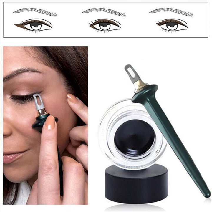 "Svart vattenfast no-skip eyeliner med ergonomisk borste för nybörjare, perfekt för professionell ögonmakeup."
