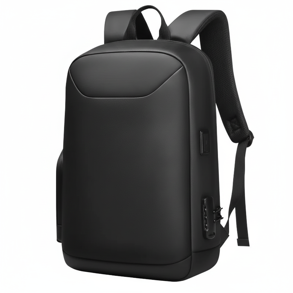 Mångsidig svart laptopryggsäck med USB-port, perfekt som pendlar- och reseryggsäck för arbete och fritid.