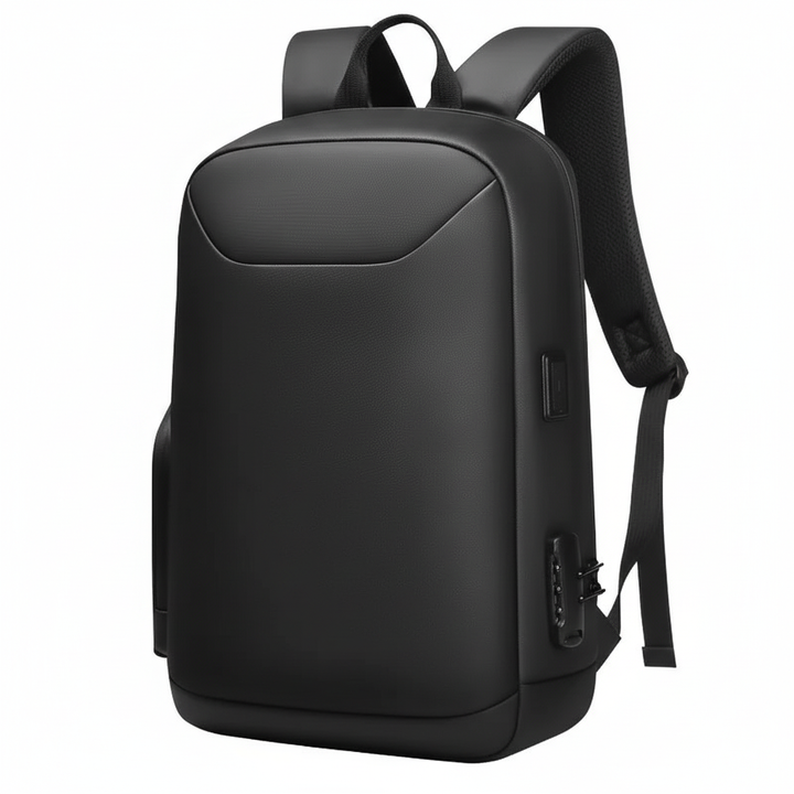 Mångsidig svart laptopryggsäck med USB-port, perfekt som pendlar- och reseryggsäck för arbete och fritid.