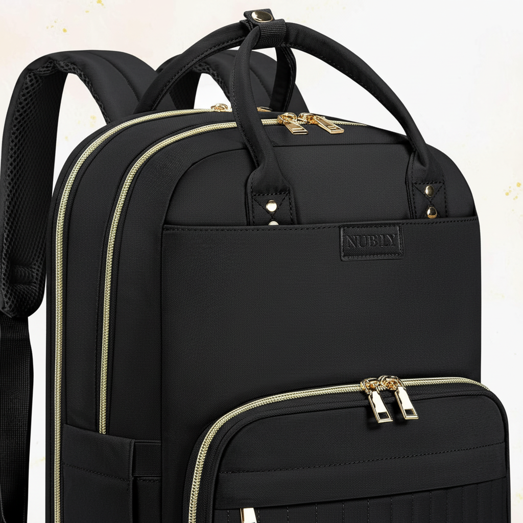 Unisex laptopryggsäck i svart, vattentät och med modern design. Optimal för daglig användning och trygga resor.