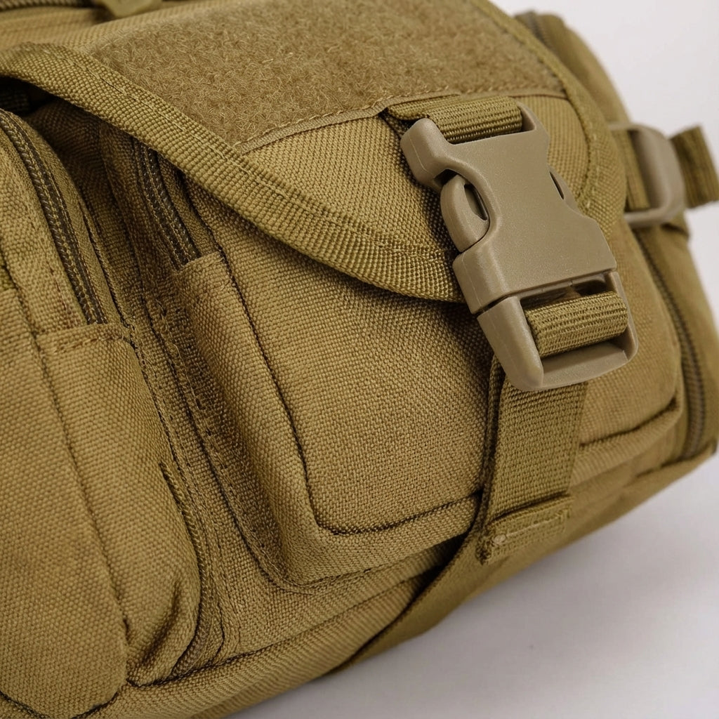 Unisex taktisk organiseringsväska med MOLLE-system. Vattentät nylon midjeväska för utomhus och resor.