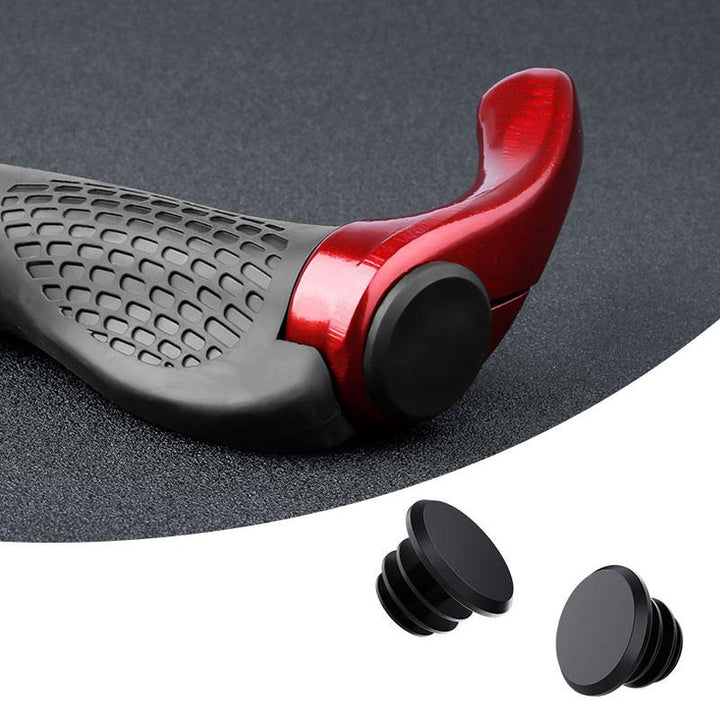 "Svarta antiglid cykelhandtag i TPR gummi med ergonomisk design, mönstrad yta och integrerad aluminiumlegering."