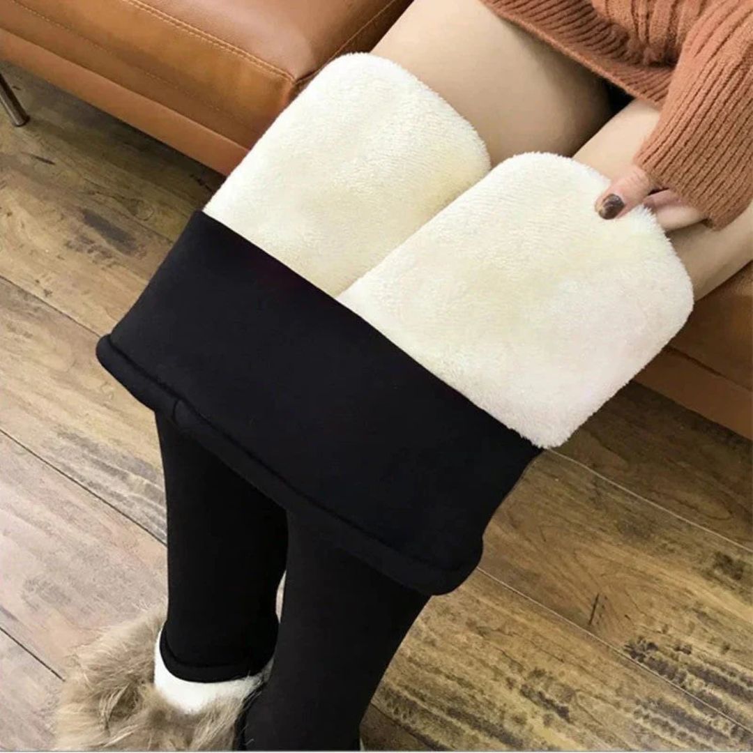 Bekväma svarta varma leggings dam, perfekta som mysbyxor & underställ i vinterkylan.