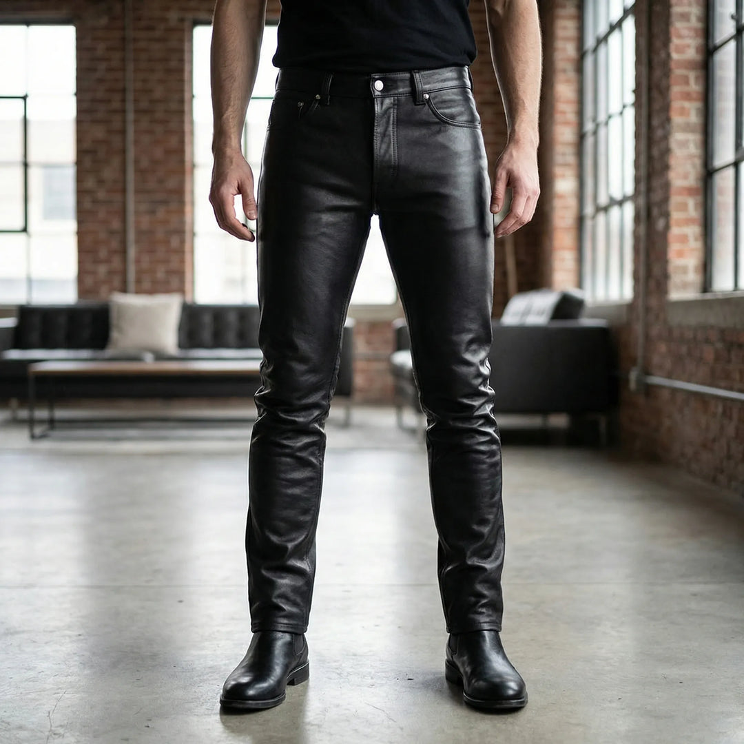 Svarta slim fit herrbyxor Callum för kontor & kväll. Smala, eleganta byxor i figurnära passform.