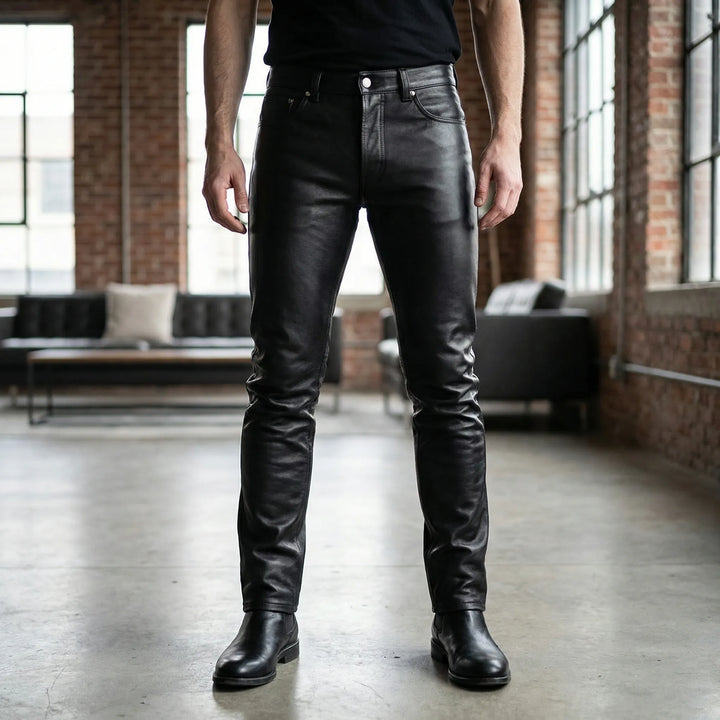 Svarta slim fit herrbyxor Callum för kontor & kväll. Smala, eleganta byxor i figurnära passform.