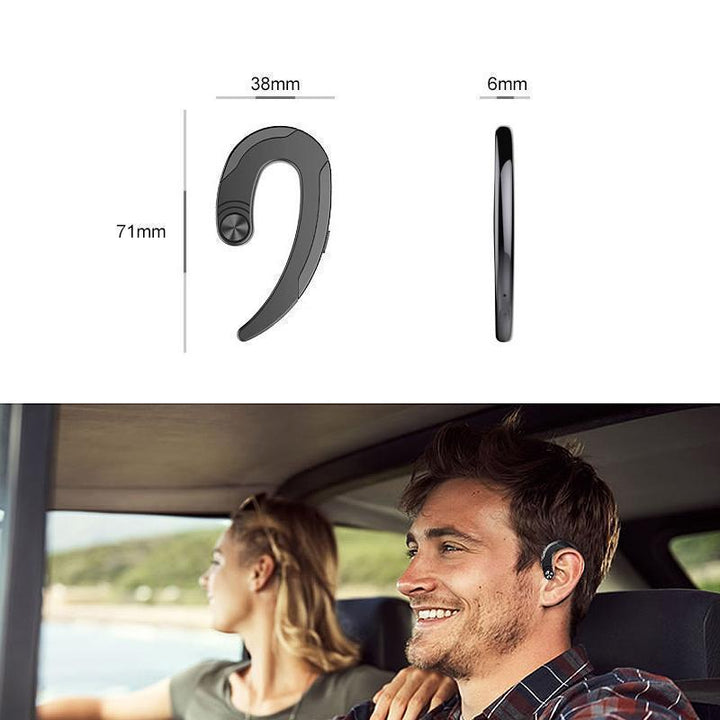 "Svarta trådlösa benledningshörlurar med Bluetooth, lätta och bekväma, passa runt öronen för säker användning."