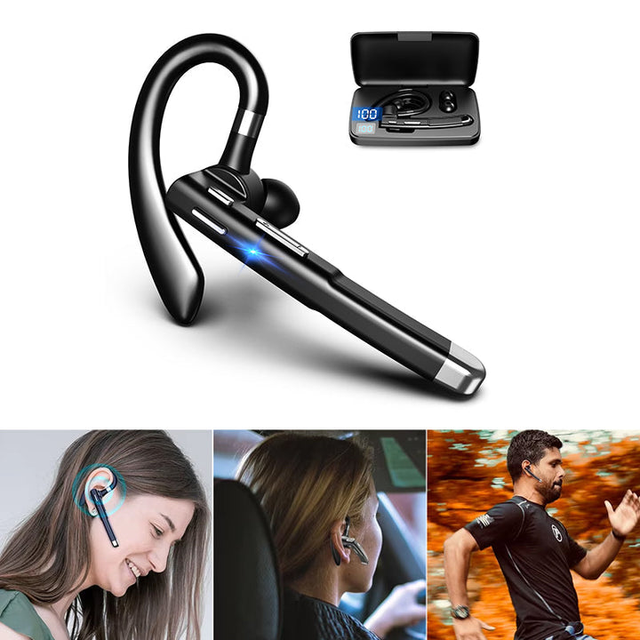 "Svarta trådlösa Bluetooth-hörlurar med brusreducering och HiFi-ljud mot vit bakgrund"