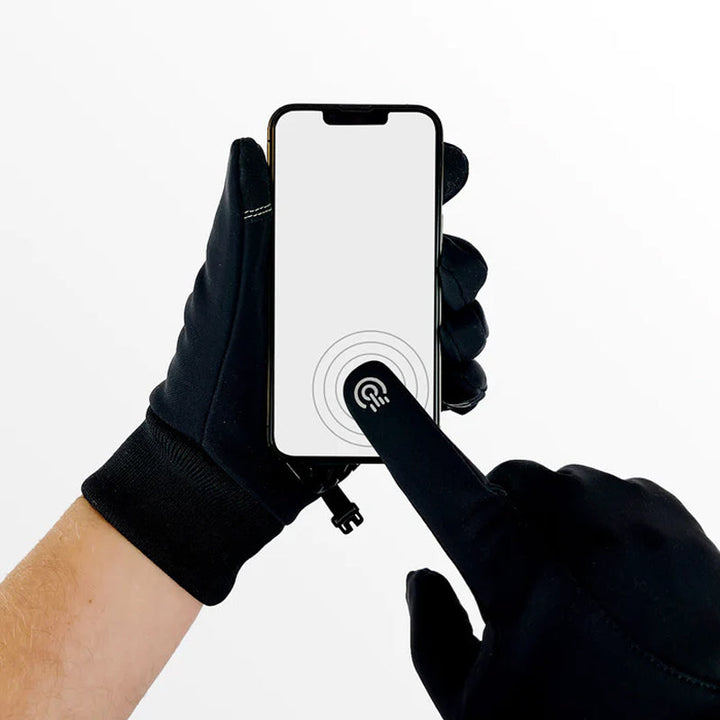 "Svarta väderbeständiga herr-termohandskar med pekfunktion, fleecefoder och halkfri yta för optimalt vintergrepp."