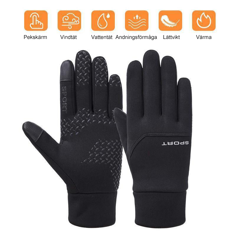 "Svarta vinterhandskar för pekskärm för män och kvinnor, väderbeständiga med halkfri design, eleganta och funktionella."