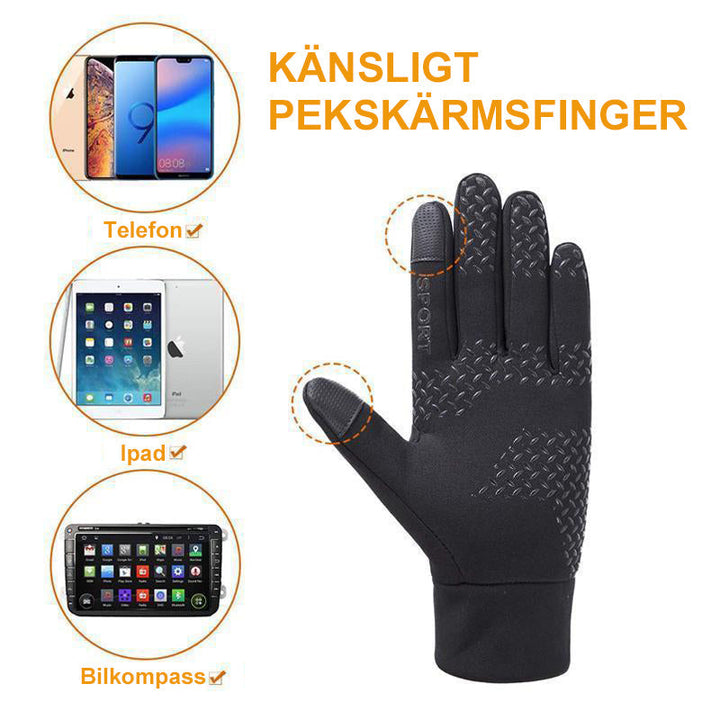 "Svarta vinterhandskar för pekskärm för män och kvinnor, väderbeständiga med halkfri design, eleganta och funktionella."