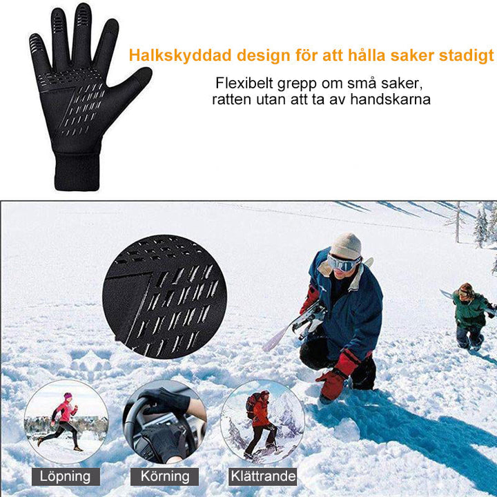 "Svarta vinterhandskar för pekskärm för män och kvinnor, väderbeständiga med halkfri design, eleganta och funktionella."
