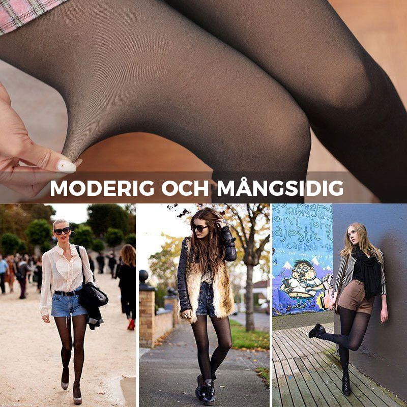 "Svarta vinterstrumpbyxor för dam med hög midja, elegant design, perfekt för kalla dagar och olika tillfällen."
