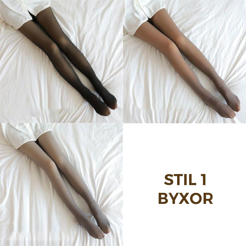 "Svarta vinterstrumpbyxor för dam med hög midja, elegant design, perfekt för kalla dagar och olika tillfällen."