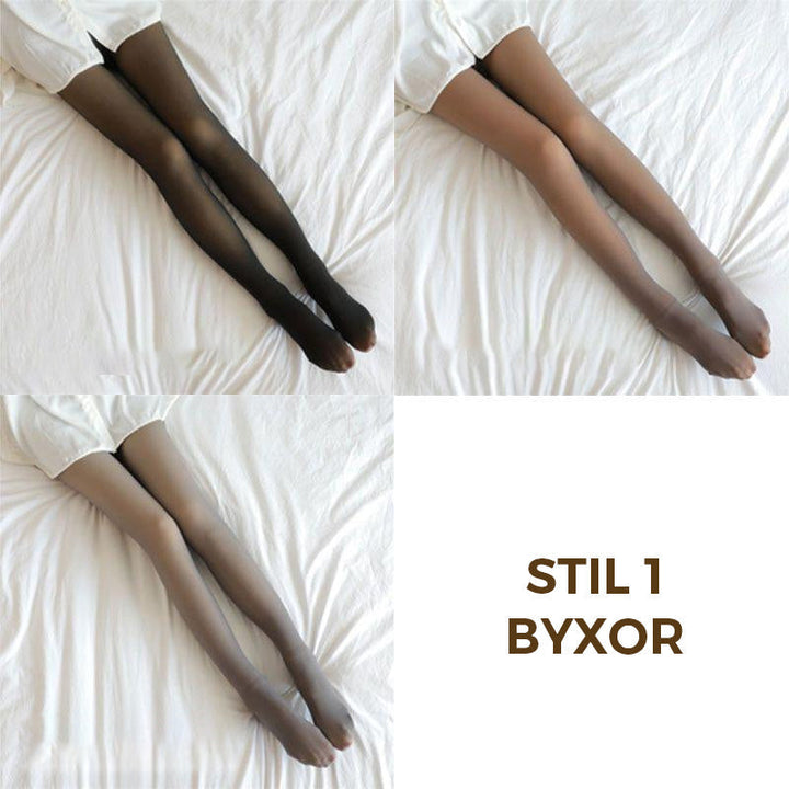 "Svarta vinterstrumpbyxor för dam med hög midja, elegant design, perfekt för kalla dagar och olika tillfällen."