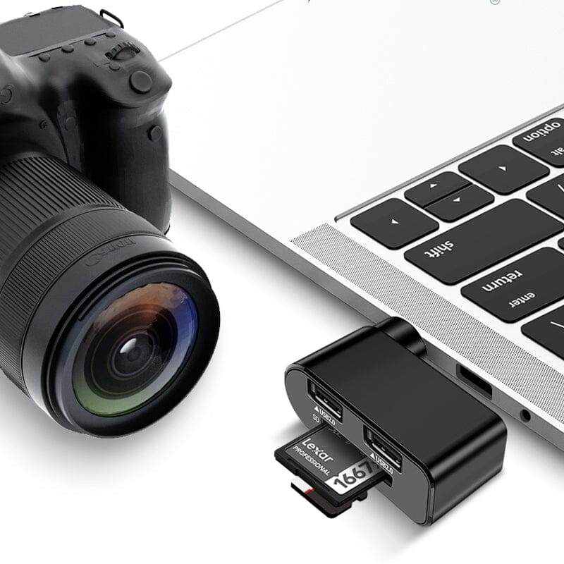 "Svartvit roterbar USB-hubb med 4 portar, idealisk för dator och surfplatta, erbjuder smidig anslutning och 180 graders rotat