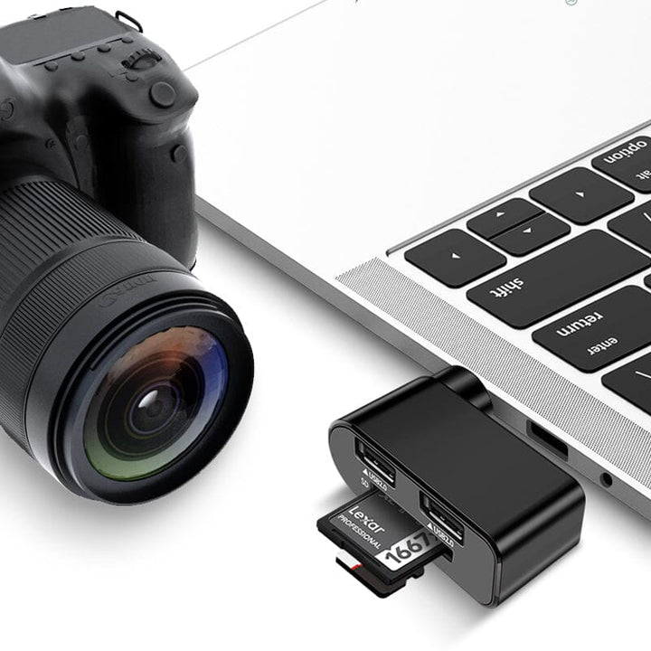 "Svartvit roterbar USB-hubb med 4 portar, idealisk för dator och surfplatta, erbjuder smidig anslutning och 180 graders rotat