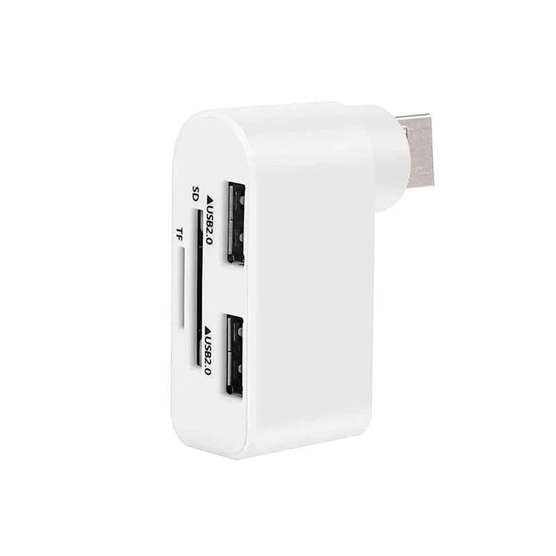"Svartvit roterbar USB-hubb med 4 portar, idealisk för dator och surfplatta, erbjuder smidig anslutning och 180 graders rotat
