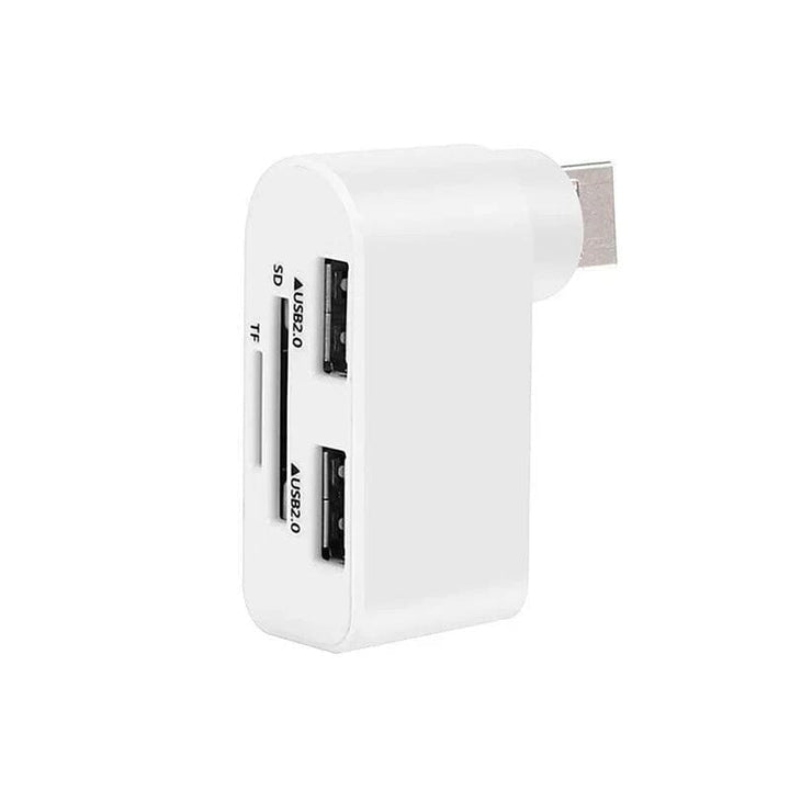 "Svartvit roterbar USB-hubb med 4 portar, idealisk för dator och surfplatta, erbjuder smidig anslutning och 180 graders rotat