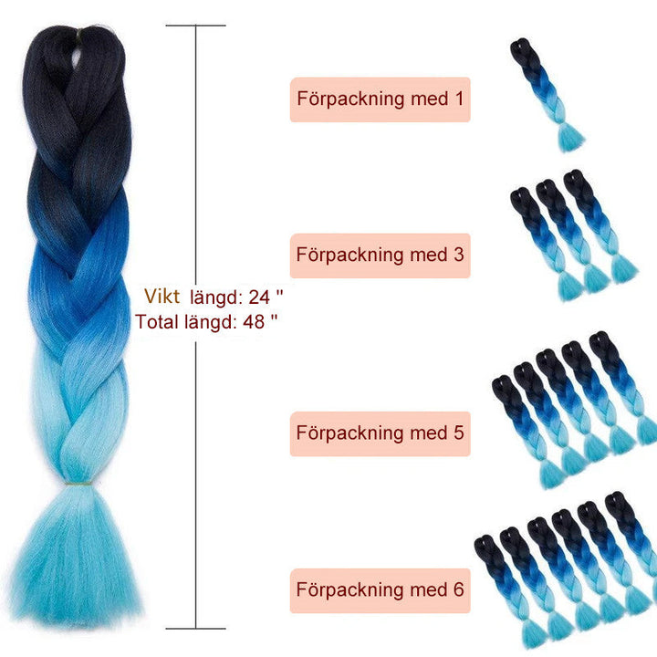 "Syntetiska jumbo flätor i flera färger, värmebeständiga och långa, ideala för trendiga frisyrer, perfekta för kvinnor."
