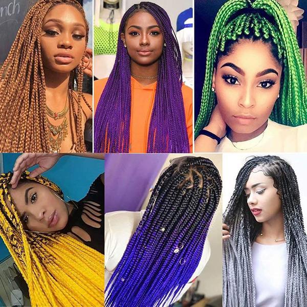 "Syntetiska jumbo flätor i flera färger, värmebeständiga och långa, ideala för trendiga frisyrer, perfekta för kvinnor."