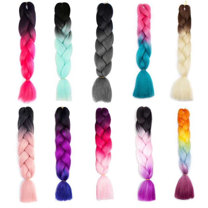 "Syntetiska jumbo flätor i flera färger, värmebeständiga och långa, ideala för trendiga frisyrer, perfekta för kvinnor."