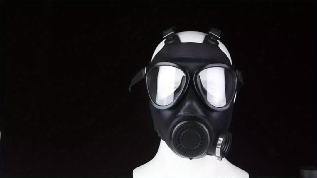 Gasmask för överlevnad och taktiska scenarion, robust helmask med 40mm filter för totalt andningsskydd.