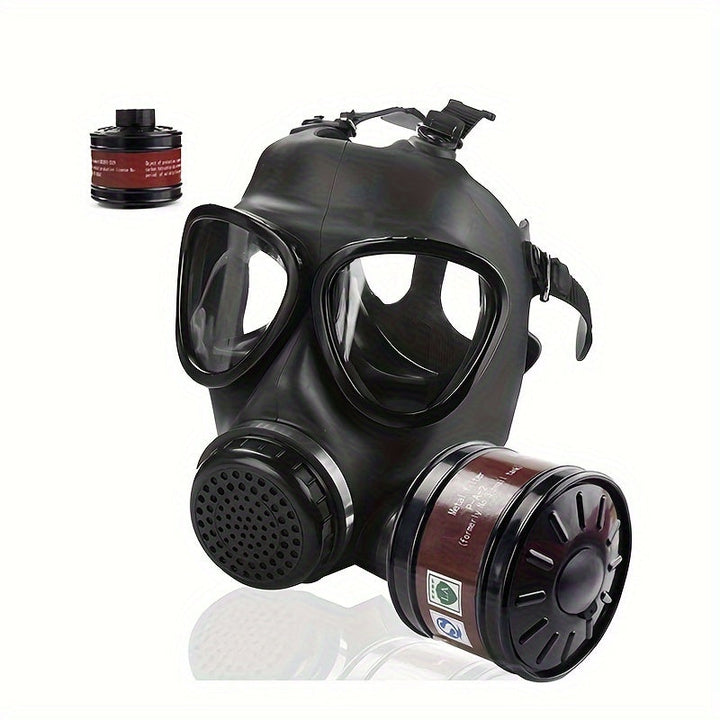 Unisex gasmask helmask som ger effektivt andningsskydd mot kemikalier och partiklar, med 40mm filter.