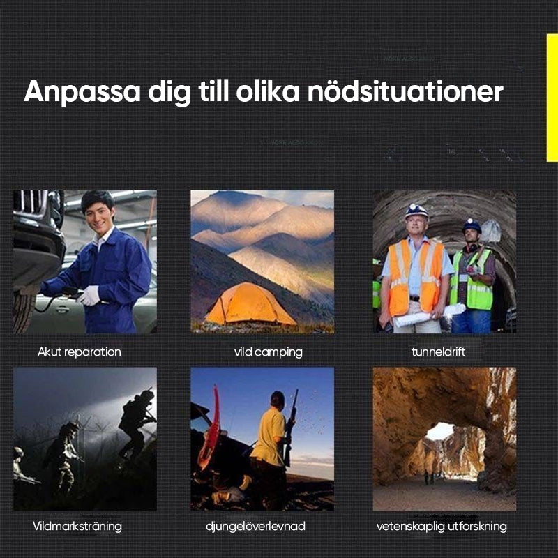 "Taktisk LED-ficklampa med 3 lägen, robust aluminium, superljus, idealisk för friluftsliv och nödsituationer."