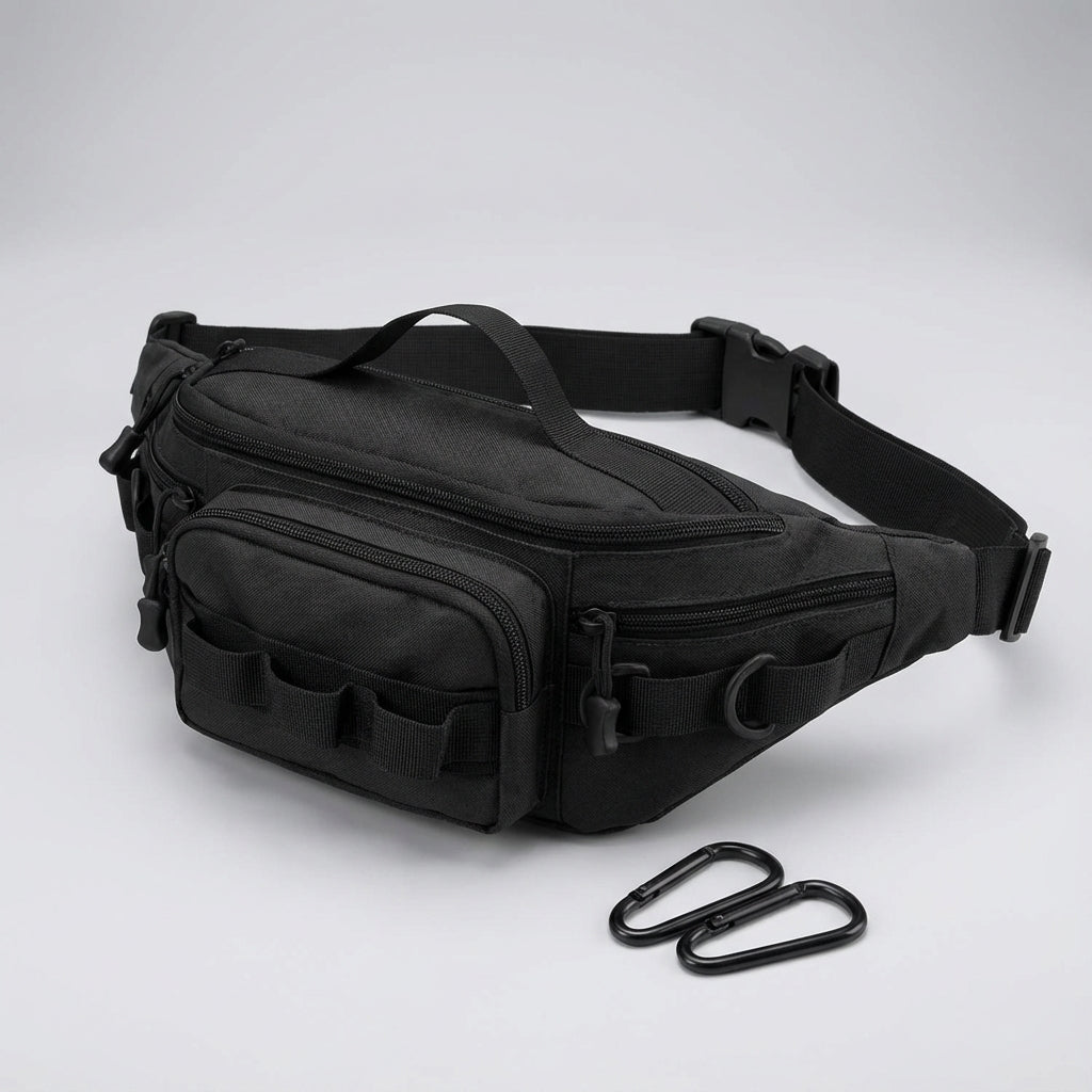 Kamouflagemönstrad taktisk midjeväska RangerPack. Perfekt för friluftsliv & organisering. EDC väska.