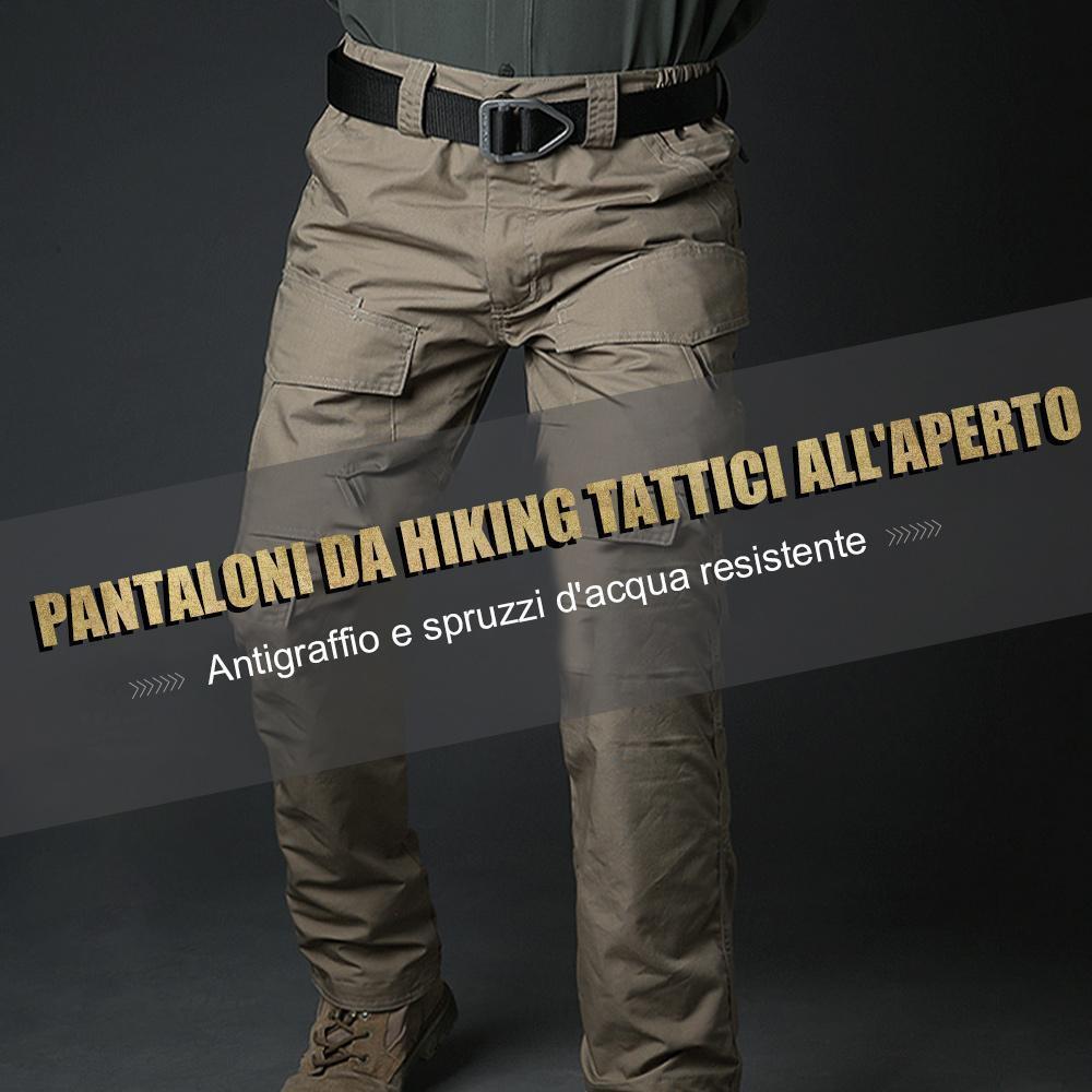 "Taktiska herrbyxor i khaki/svart/grön bomull, flera fickor, ergonomisk design, perfekt för utomhusäventyr."