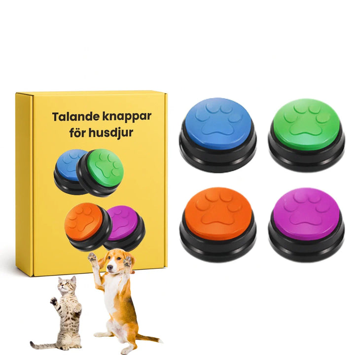 Tålig talande knapp för djurkommunikation. Röstinspelningsfunktion gör det enkelt att anpassa meddelanden för träning.
