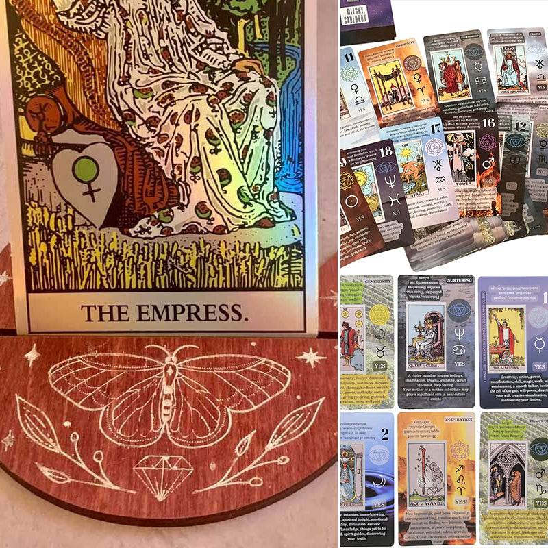 "Tarotkort för nybörjare med klara bilder, perfekt för mystikutforskning. Rider Waite-inspirerat med guidebok."
