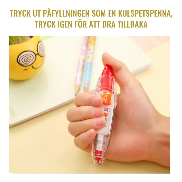 "Tejppenna med mönster, perfekt för dagbok och pyssel, i form av en penna med olika dekorationer och teman."