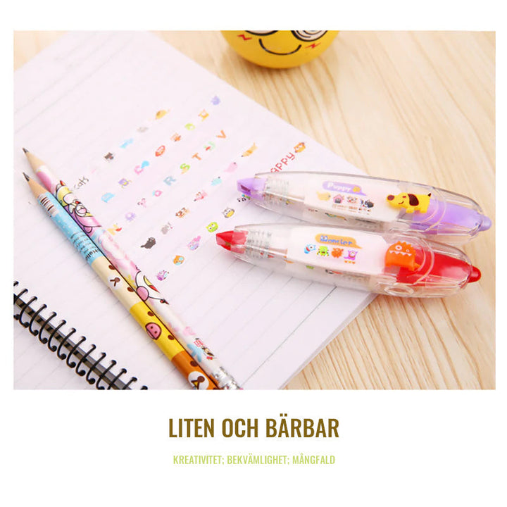 "Tejppenna med mönster, perfekt för dagbok och pyssel, i form av en penna med olika dekorationer och teman."