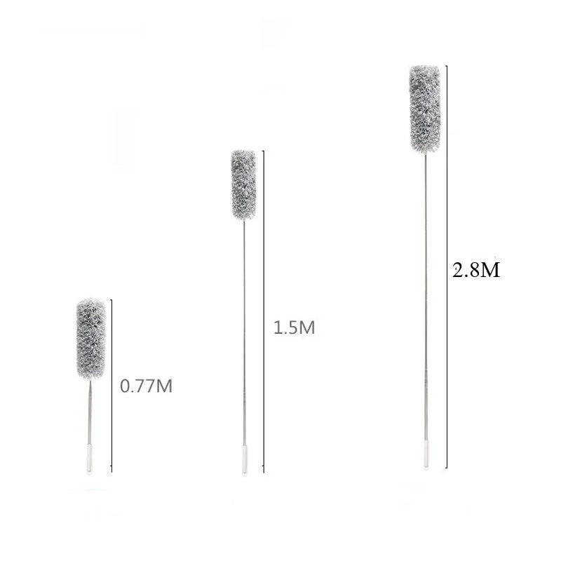 "Teleskopisk böjd mikrofiber dammvippa med förlängbar stång, mjukt böjbart huvud för svåråtkomliga ytor i hemmet."