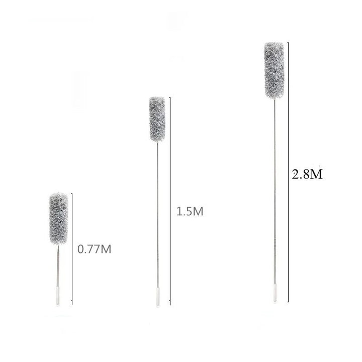 "Teleskopisk böjd mikrofiber dammvippa med förlängbar stång, mjukt böjbart huvud för svåråtkomliga ytor i hemmet."