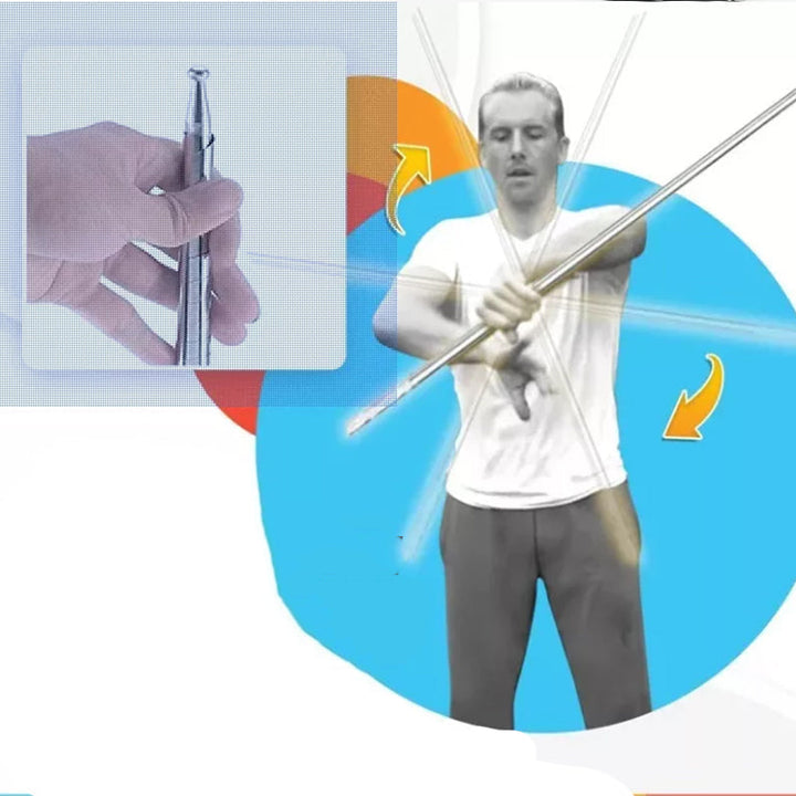 "Teleskopisk fickstav i rostfritt stål, utdragen till 120 cm, kompakt för självförsvar och diskret bärbarhet."