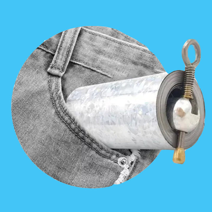 "Teleskopisk fickstav i rostfritt stål, utdragen till 120 cm, kompakt för självförsvar och diskret bärbarhet."