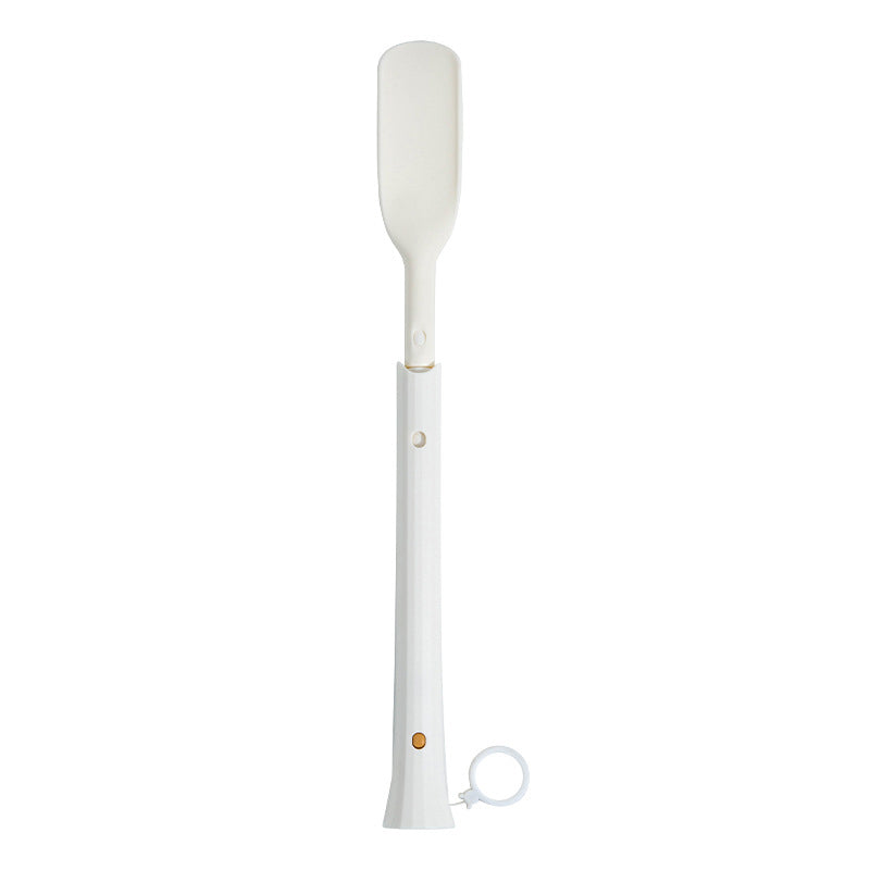 "Teleskopiskt justerbart skohorn för kvinnor i aluminium, delbart för enkel förvaring, erbjuder bekväm skovård."